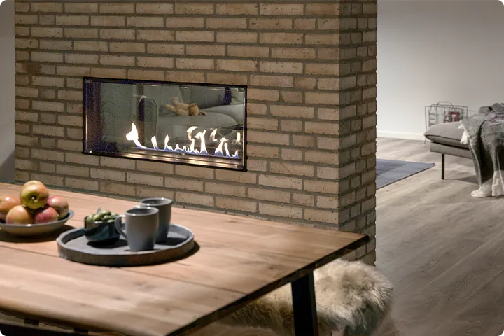 Wall mounted bioethanol fireplaces placed on the wall in modern interior