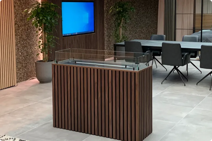 Wall mounted bioethanol fireplaces placed on the wall in modern interior
