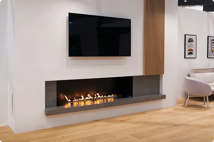 Wall mounted bioethanol fireplaces placed on the wall in modern interior
