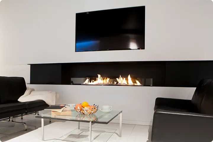 Remote controlled built in fireplaces