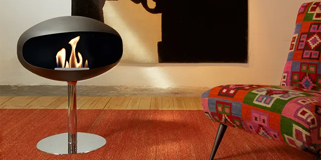 Wall mounted bioethanol fireplaces placed on the wall in modern interior