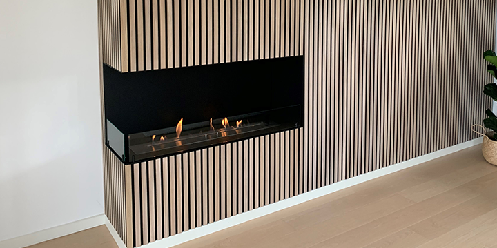 Wall mounted bioethanol fireplaces placed on the wall in modern interior
