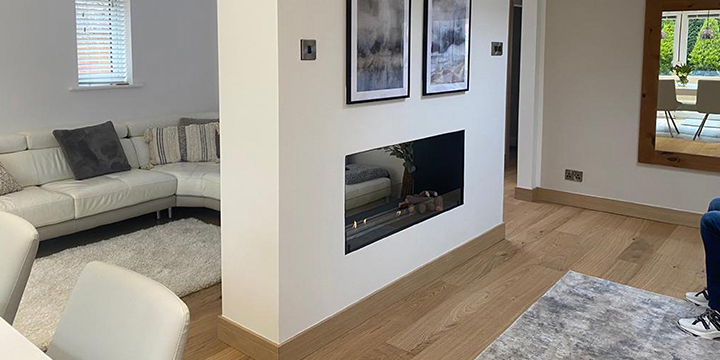 Wall mounted bioethanol fireplaces placed on the wall in modern interior