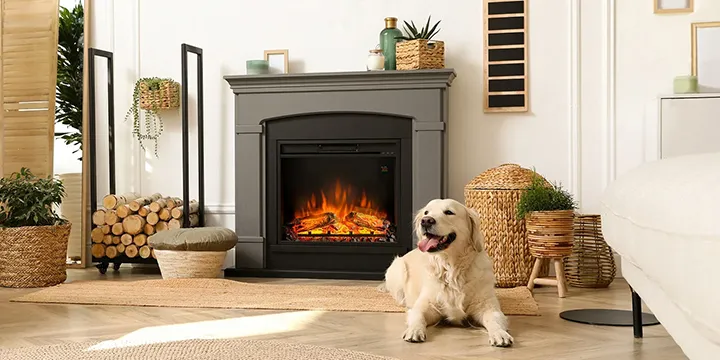 Wall mounted bioethanol fireplaces placed on the wall in modern interior