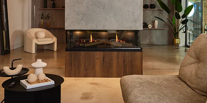 Wall mounted bioethanol fireplaces placed on the wall in modern interior
