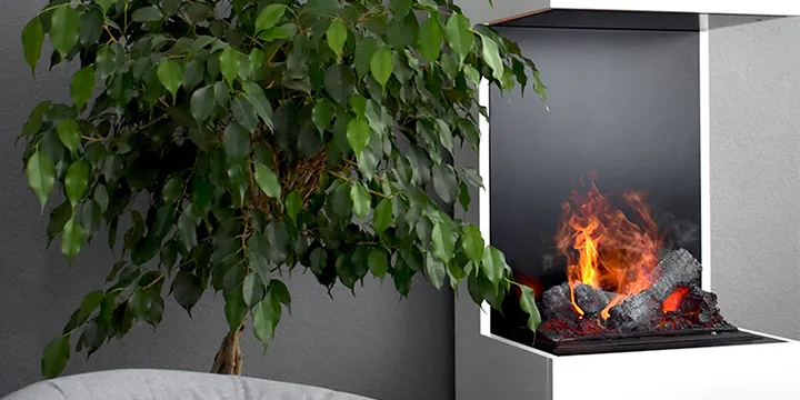 Wall mounted bioethanol fireplaces placed on the wall in modern interior