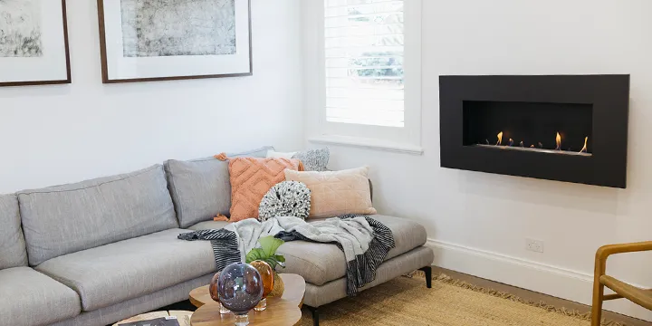Wall mounted bioethanol fireplaces placed on the wall in modern interior