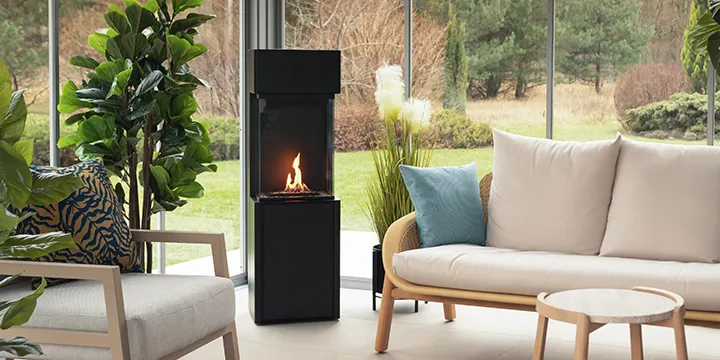 Wall mounted bioethanol fireplaces placed on the wall in modern interior