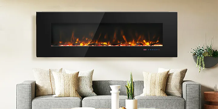 Wall mounted bioethanol fireplaces placed on the wall in modern interior