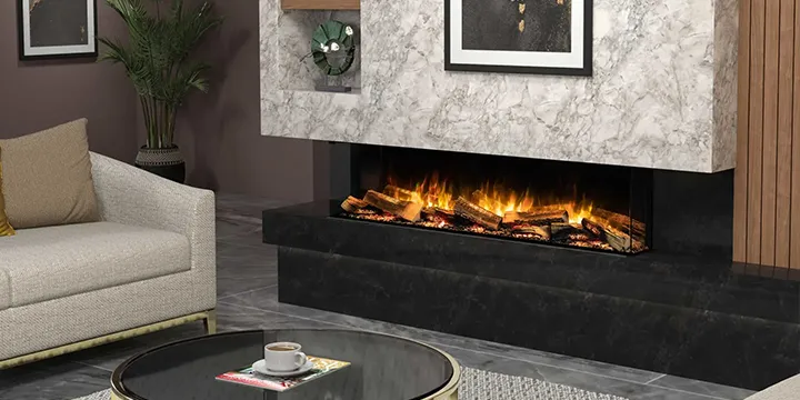 Wall mounted bioethanol fireplaces placed on the wall in modern interior