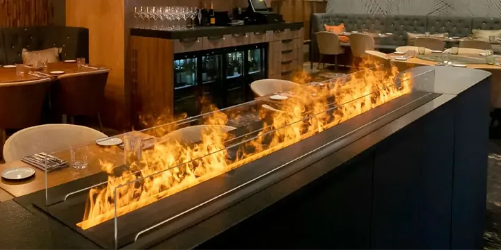 Wall mounted bioethanol fireplaces placed on the wall in modern interior