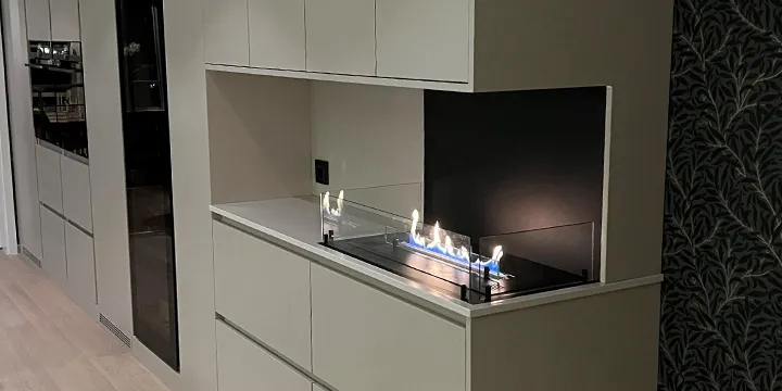 Wall mounted bioethanol fireplaces placed on the wall in modern interior