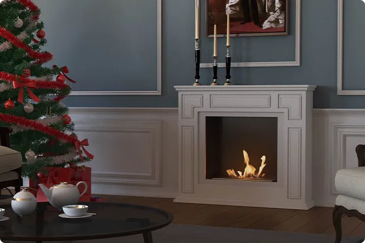 Wall mounted bioethanol fireplaces placed on the wall in modern interior