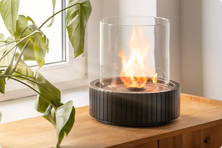 Wall mounted bioethanol fireplaces placed on the wall in modern interior