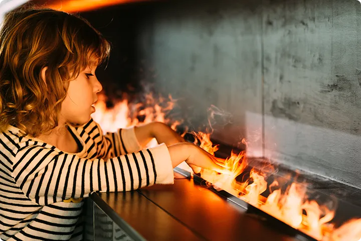 Wall mounted bioethanol fireplaces placed on the wall in modern interior