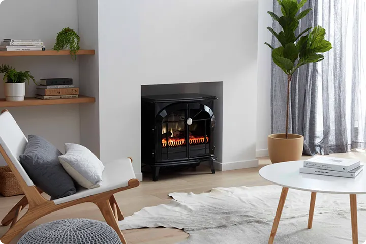 Wall mounted bioethanol fireplaces placed on the wall in modern interior