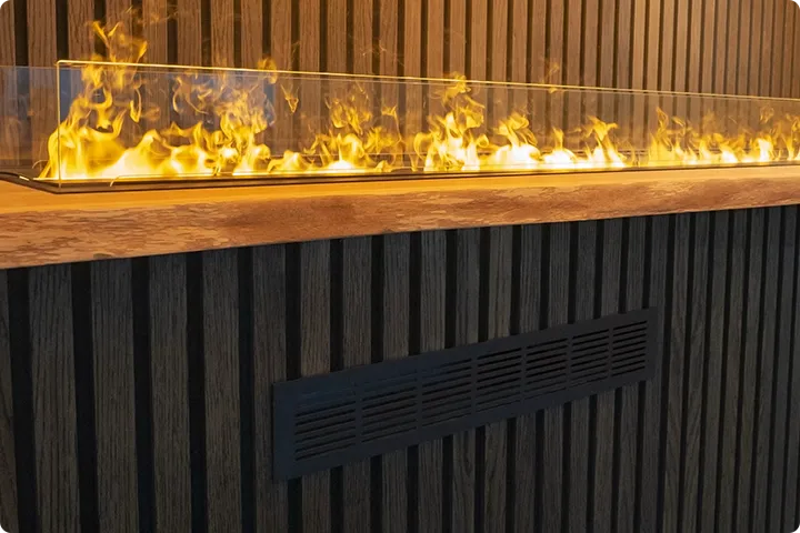 Wall mounted bioethanol fireplaces placed on the wall in modern interior