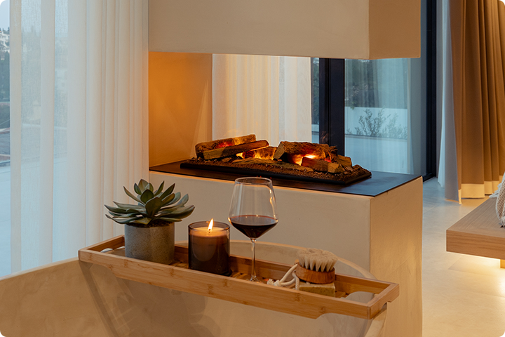 Wall mounted bioethanol fireplaces placed on the wall in modern interior