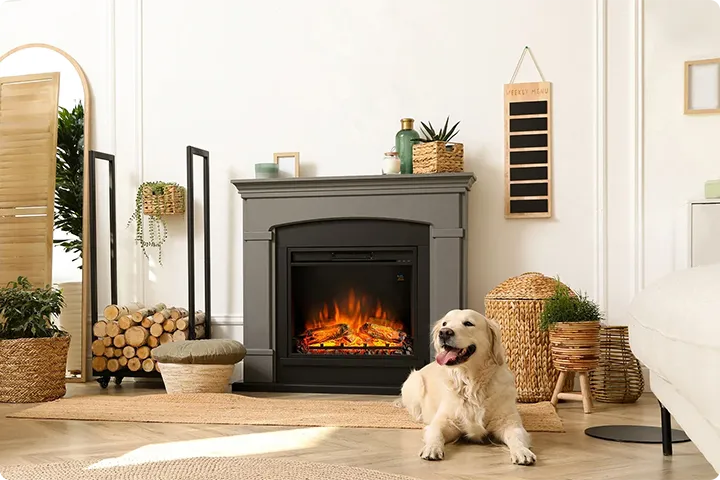 Wall mounted bioethanol fireplaces placed on the wall in modern interior