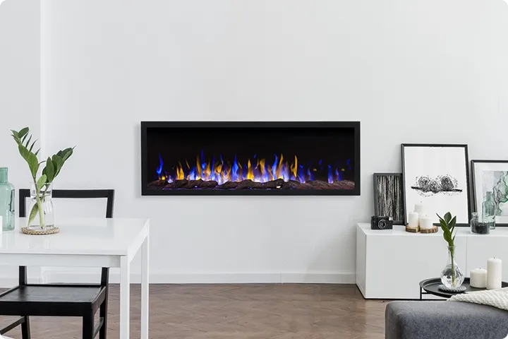 Wall mounted bioethanol fireplaces placed on the wall in modern interior