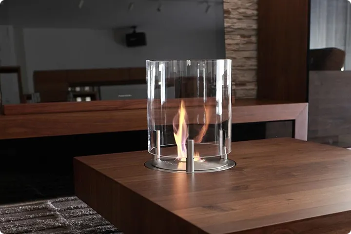 Front built in fireplaces placed on the wall in modern interior