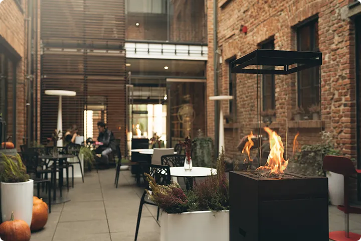Wall mounted bioethanol fireplaces placed on the wall in modern interior