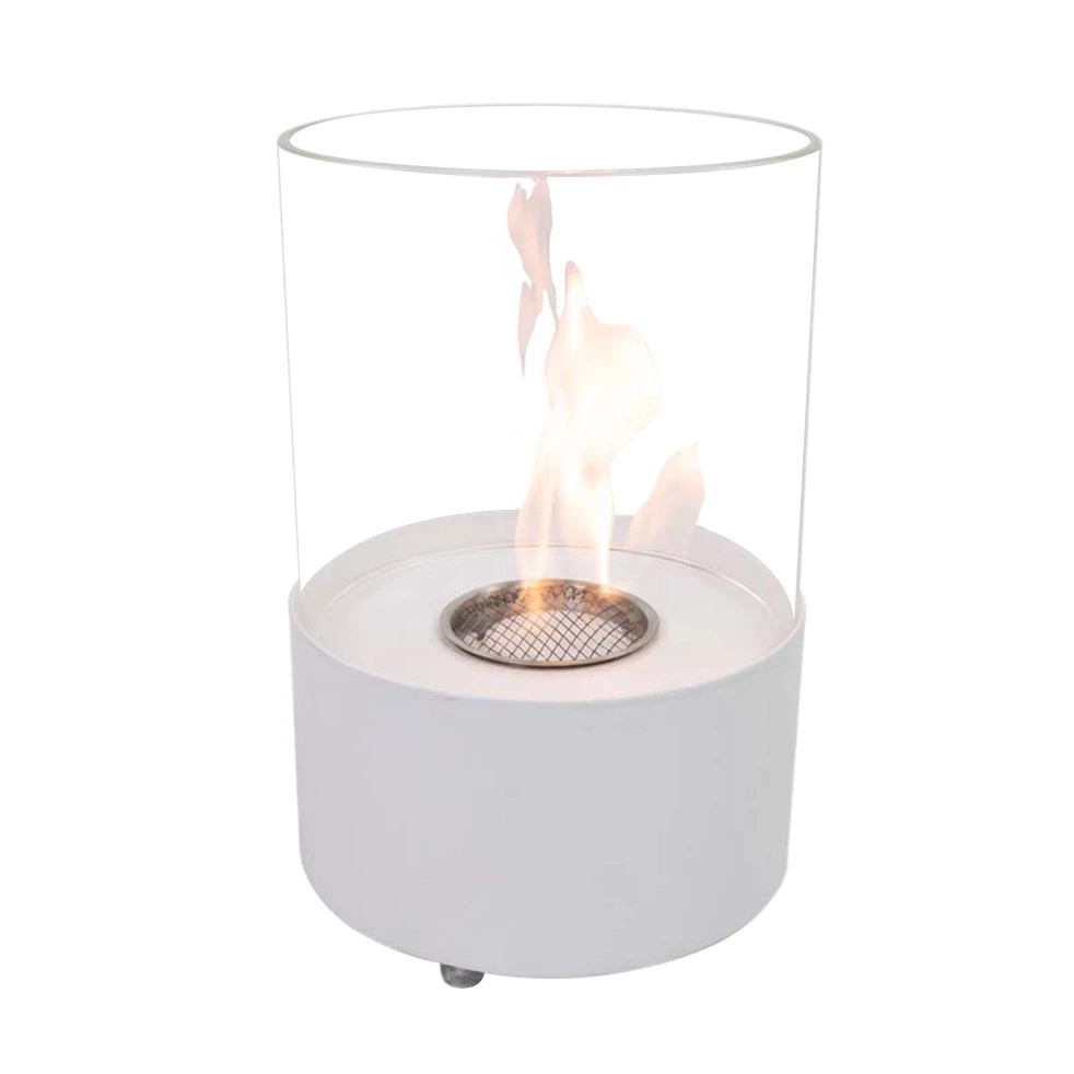 ScandiFlames - Pequena lareira a bioetanol redonda de mesa em branco - para mesa - pode ser facilmente movida