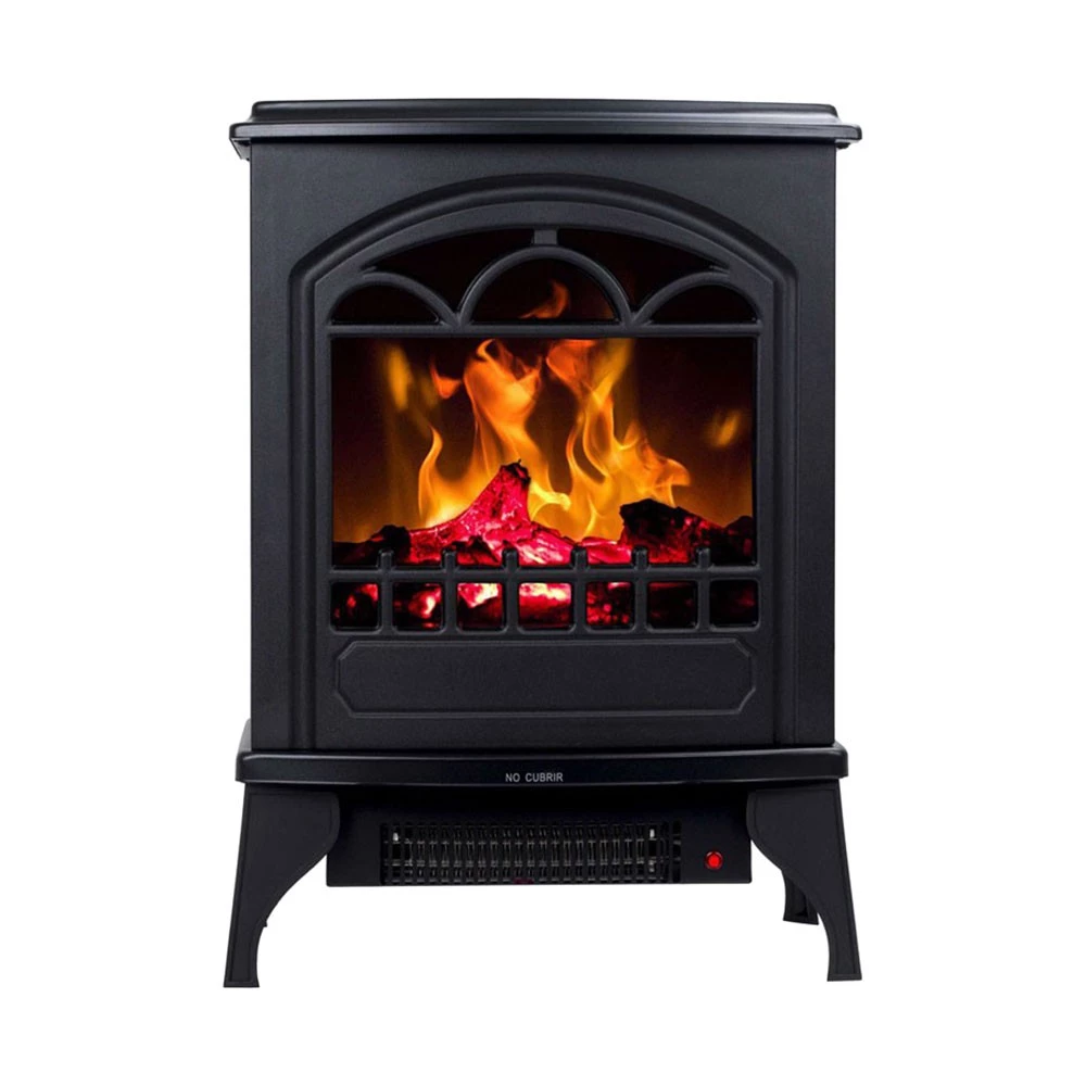 Lareira Elétrica – Efeito de Chama de Campfire, 0.9-1.95 kW, LED Económico, Preto