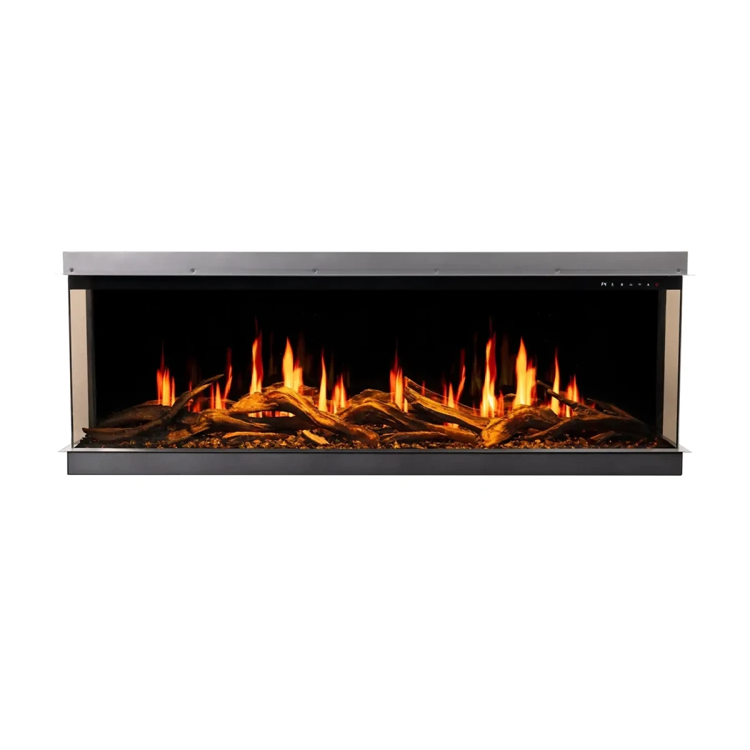 Aflamo Gold 132 cm Lareira Elétrica – Montada na Parede, Chama LED, 6 Cores, 2 kW Aquecimento
