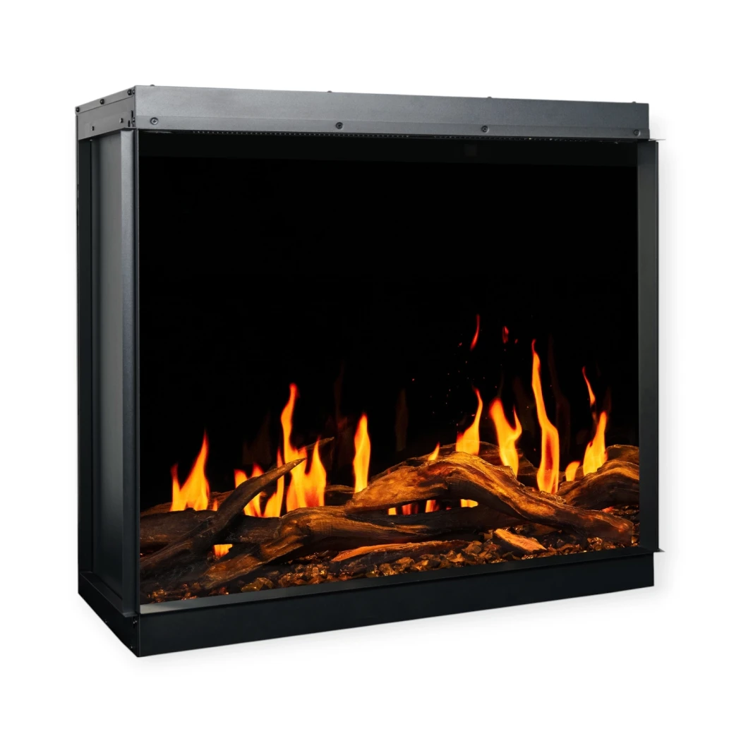 Lareira Elétrica Dourada 74 | Montada na Parede | Chamas LED Realistas e Smart Control do Aquecimento