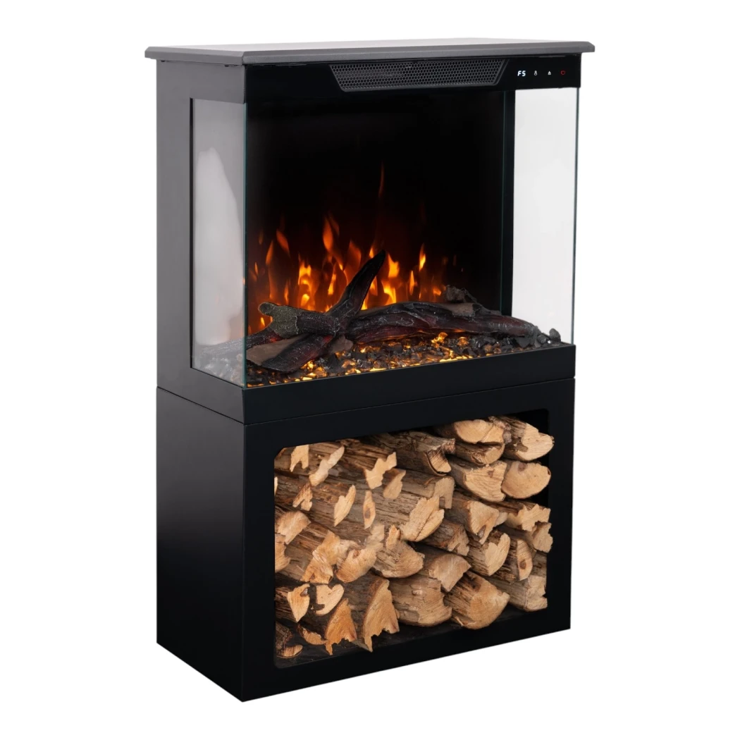 Aflamo Tower + Suporte 56 cm Lareira Elétrica – Independente, 3 Lados, Chama LED, 1.5 kW Aquecimento