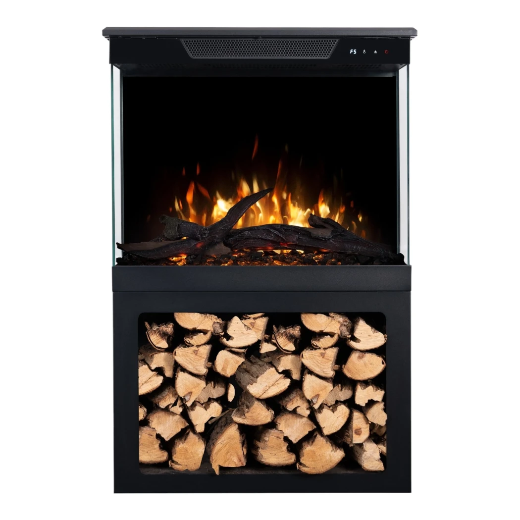 Lareira Elétrica com Torre + Suporte | Design Independente e de 3 Lados | Smart Control