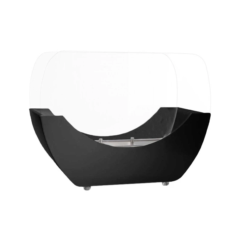 ScandiFlames - Lareira a Bioetanol de Mesa em Forma de Berço em Preto - Com Vidro de Segurança - Até 5 horas de tempo de queima