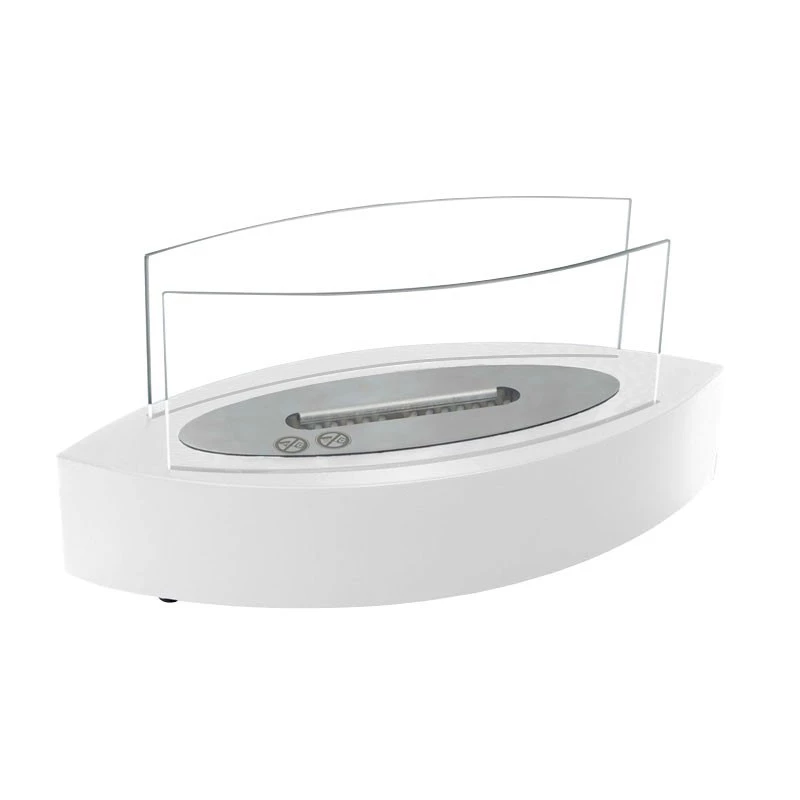 ScandiFlames - Lareira a bioetanol de mesa oval em design elegante na cor branca - para uso interno ou externo - tempo de queima de 3-4 horas