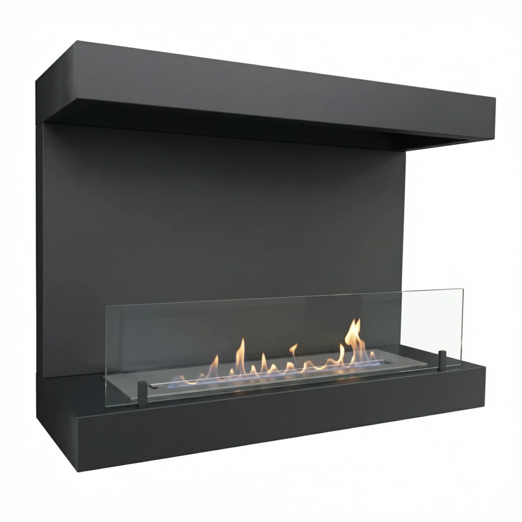 Dakota - Lareira de Parede de 80 cm com 3 Lados - Preto