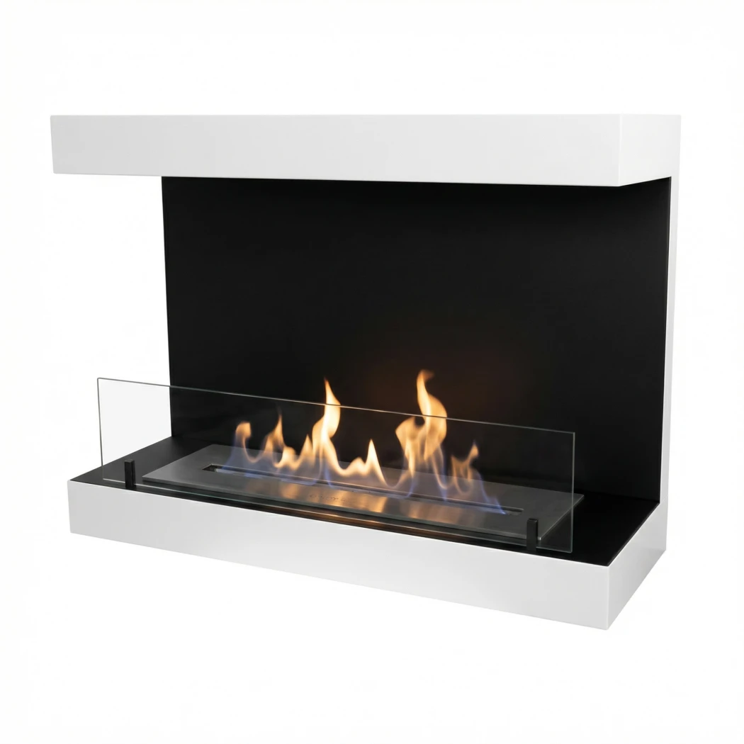 Dakota - Lareira de Parede de 80 cm com 3 Lados - Branco
