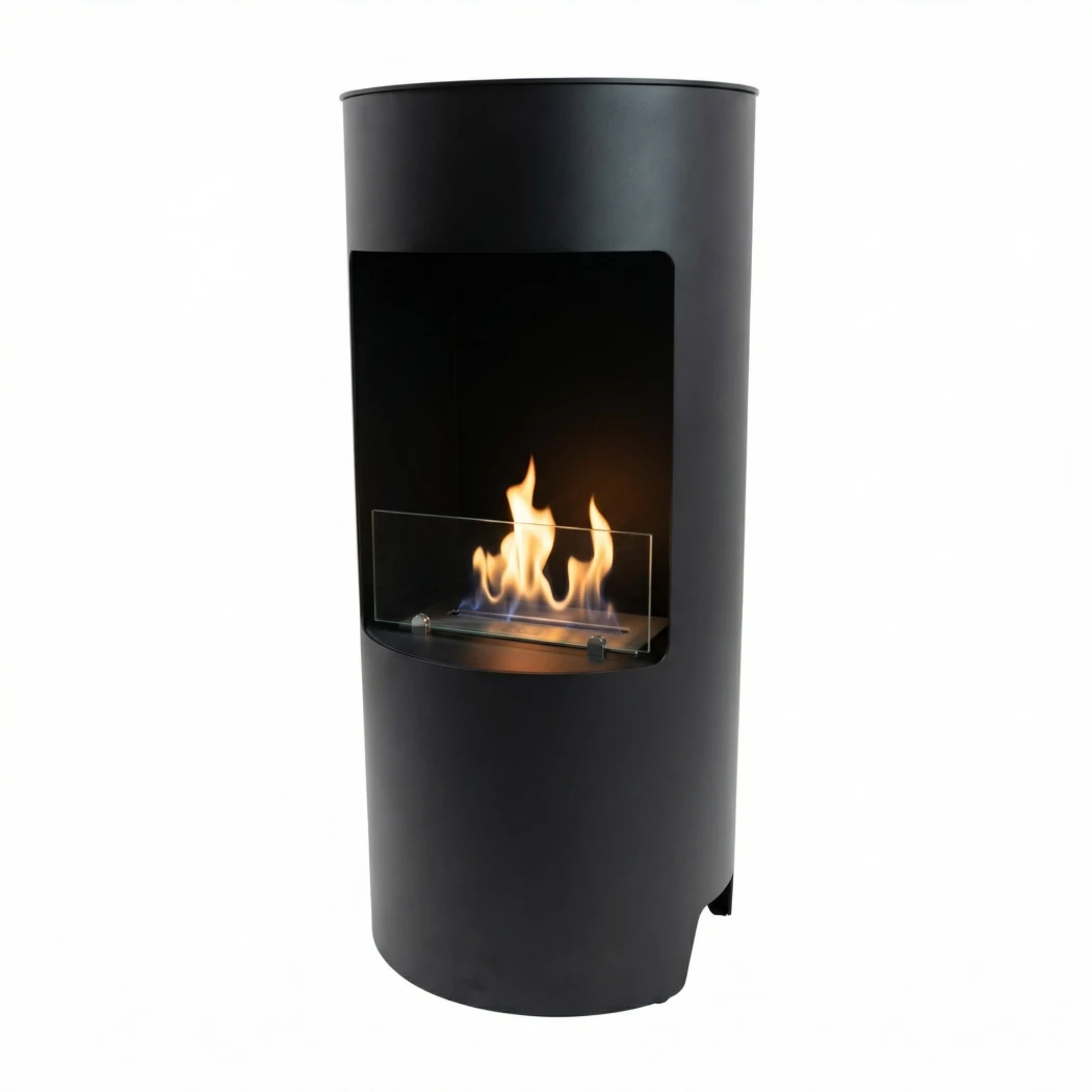 Montgomery Black - Lareira a bioetanol independente aberta da ScandiFlames - em design de fogão a lenha