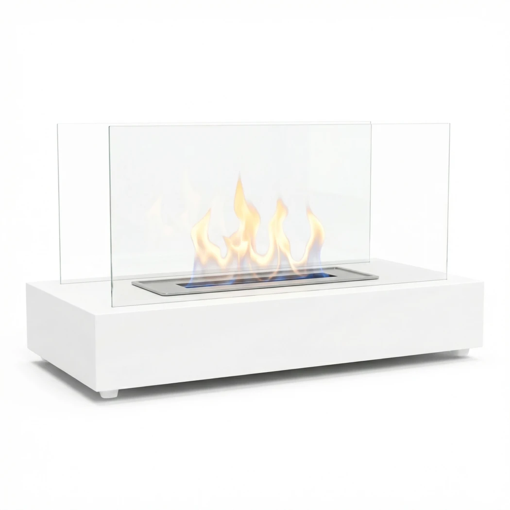 ScandiFlames Lambeth Branca - Pequena Lareira a Bioetanol de Mesa - Uso Interior e Exterior