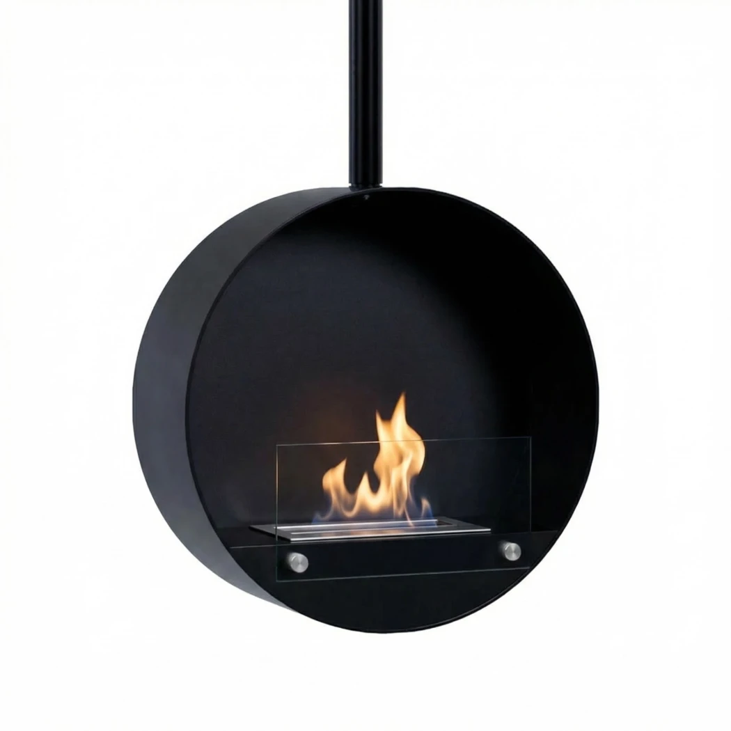 ScandiFlames Ottawa Black - 50 cm - Lareira a Bioetanol Suspensa - Forma Redonda - Estilosa e Prática - Chama Ajustável