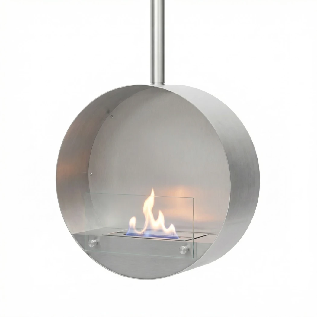 ScandiFlames Ottawa Aço Inoxidável - Lareira a Bioetanol Redonda Suspensa no Teto - Diâmetro de 50 cm - Tempo de Queima de 4,5 Horas - Sem Chaminé 