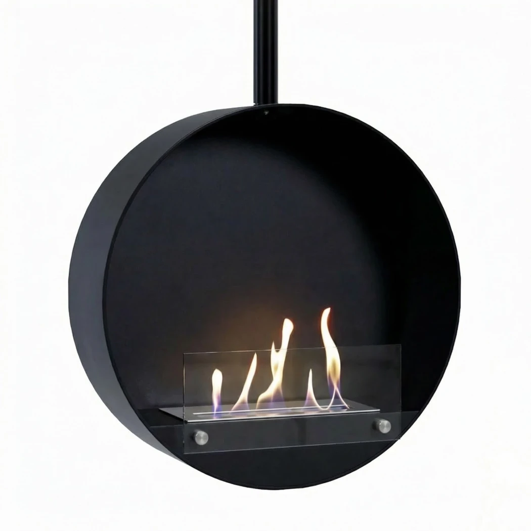 ScandiFlames Ottawa Preto - Lareira a Bioetanol Suspensa - 60 cm - Montagem no Teto - Barra Ajustável