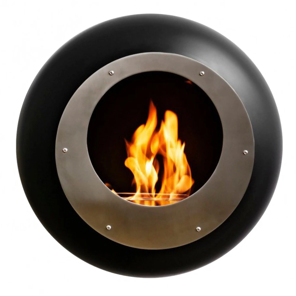 Lareira a Bioetanol Cocoon Vellum em Aço Polido da Cocoon Fires - Lareira a Bioetanol Suspensa na Parede