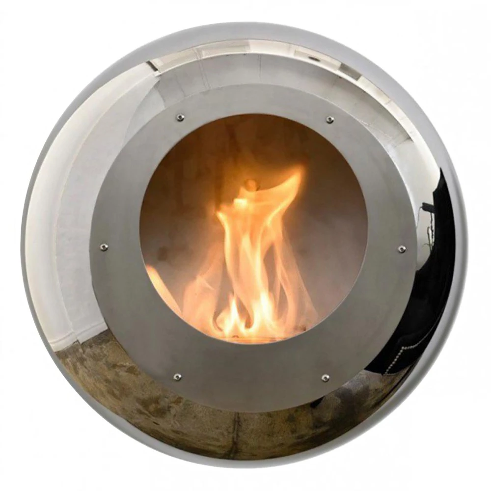 Lareira a Bioetanol Suspensa de Parede Cocoon Vellum da Cocoon Fires - Lareira a Bioetanol para a Parede em Aço Polido