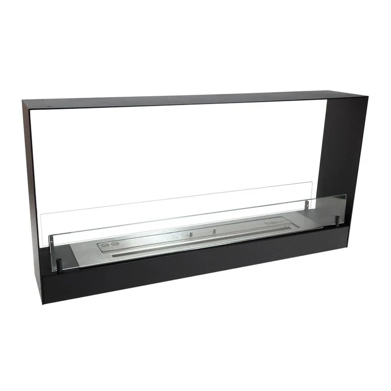 ScandiFlames - Lareira a Bioetanol Embutida de Duas Faces de 100 cm para Instalação Embutida - Preto - Profundidade de 18,2 cm - 6 horas de tempo de 