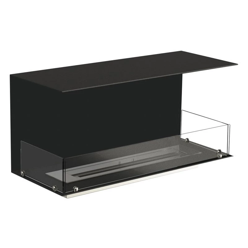 Foco Three 1000 - Lareira a bioetanol embutida de 3 lados - Escolha entre um queimador manual ou automático com controlo remoto