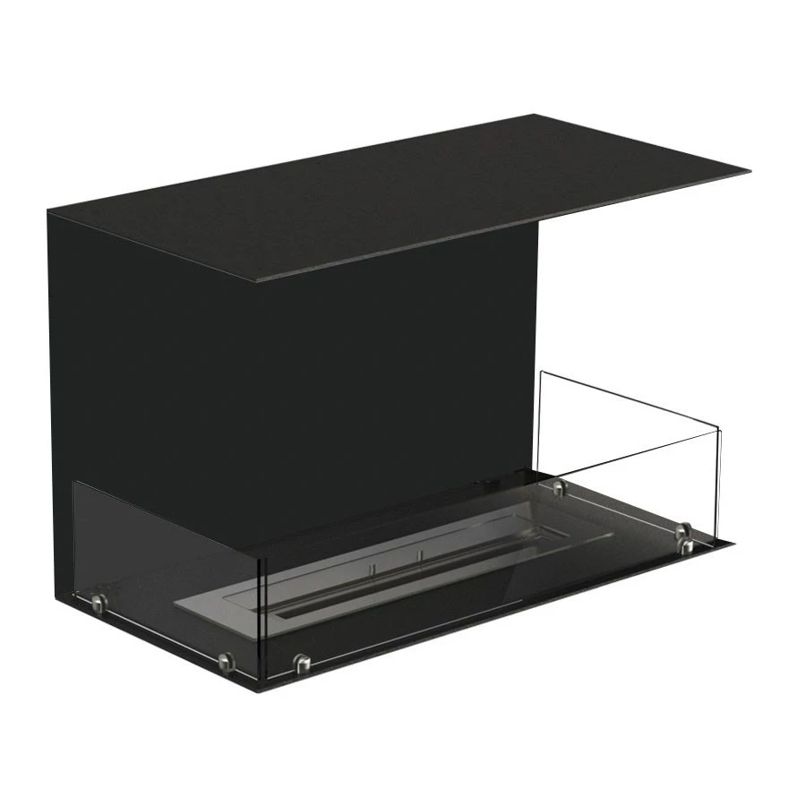 Foco Three 800 - Lareira a bioetanol embutida de 3 lados - Com queimador manual ou automático - Inclui vidro temperado