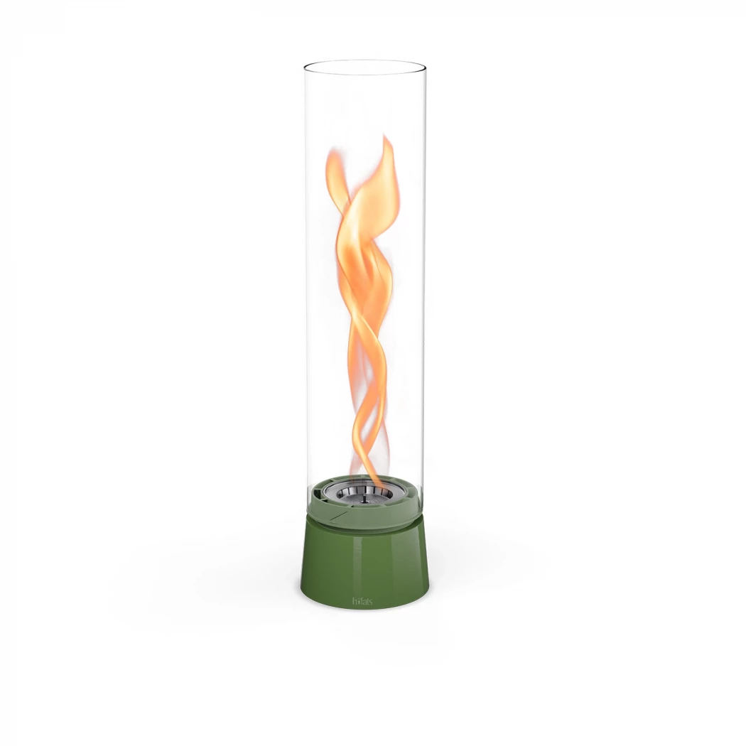 Höfats SPIN Air 1200 - Lareira de Mesa Verde Esmaltado – Chamas Rotativas e Design Elegante, Perfeita para Espaços Grandes