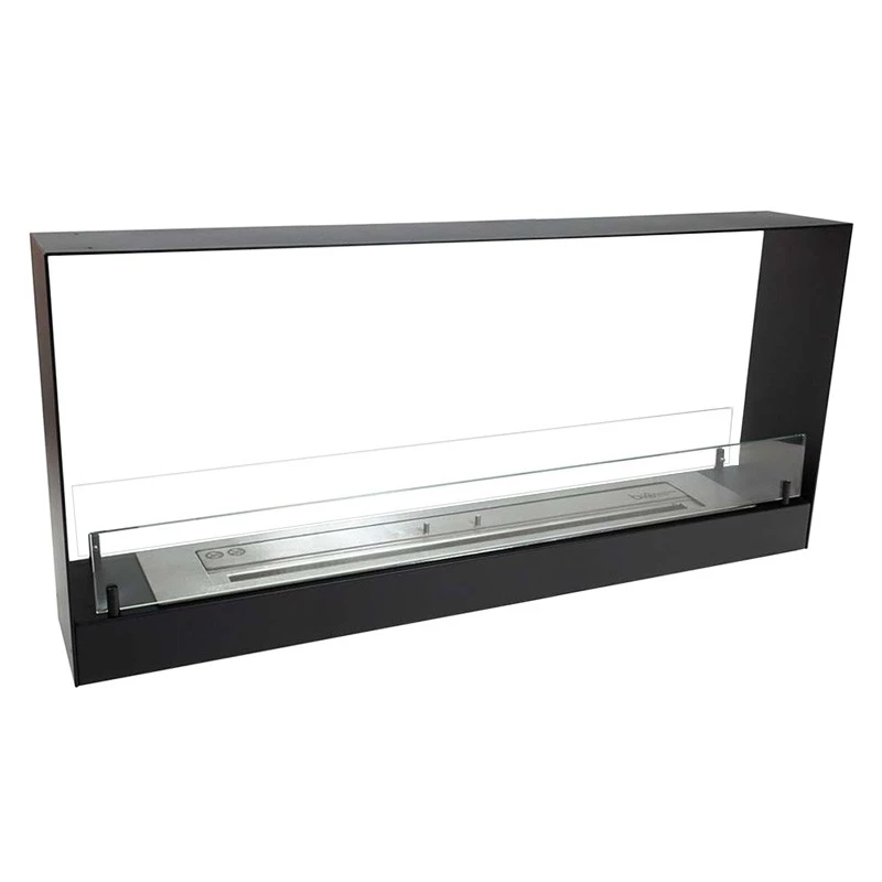ScandiFlames - Lareira a Bioetanol Embutida de 140 cm - Preto - Lareira em Túnel para Paredes Estreitas - Visão das Chamas de Ambos os Lados