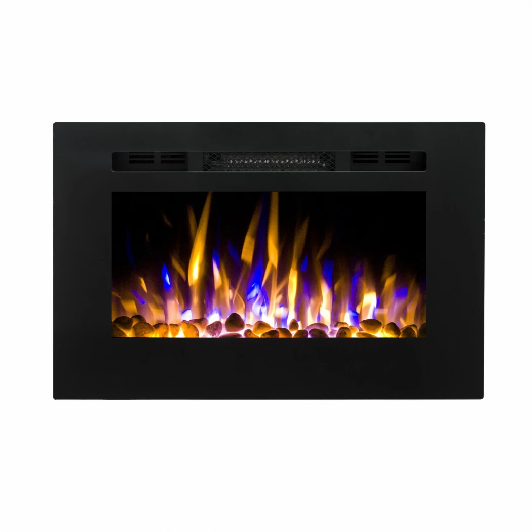 Lareira Elétrica de Encastrar LED Pro 66 cm – 3 Cores de Chama & Calor Ajustável