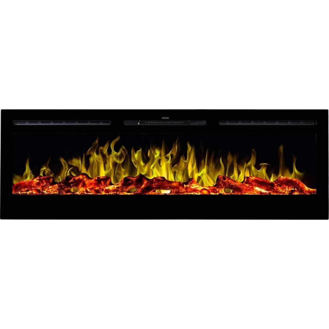 Aflamo Majestic Lareira Elétrica 128 cm (50") – Montada na Parede ou de Encastrar, Chama LED, Controlo Remoto, Lenha & Cristais, 1500 W